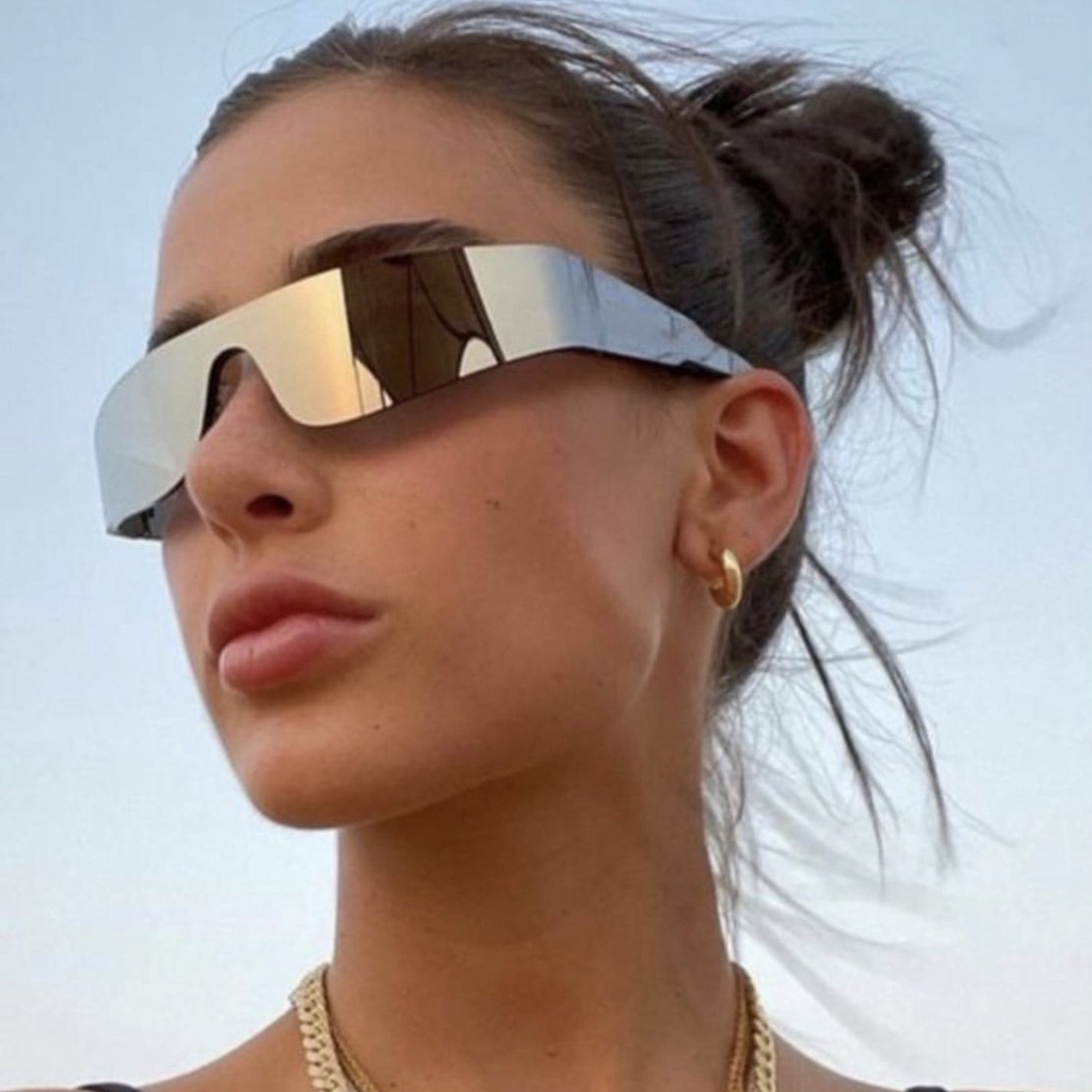 Óculos De Sol Sem Aro Futuristas 2022 Novos Femininos punk Esportivos De Uma Peça Tendência De Da Moda