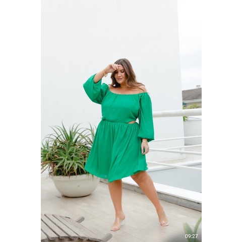 VESTIDO PLUS SIZE NICOLI Manga Longa HOT PINK EXTRA