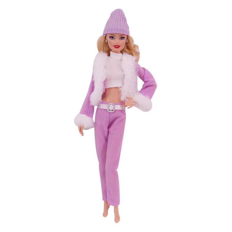 1 conjunto roupa de inverno artesanal cinza casaco mini saia meia camisa  branca calças boné sapatos saco acessórios roupas para boneca barbie -  AliExpress