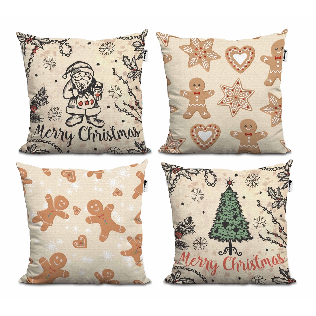 Kit 4 Capas de Almofadas 45x45 Decorativas Natal Feliz Natal