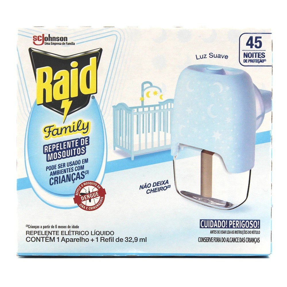 Aparelho Repelente Elétrico Raid Family + 1 Refil De 32,9ml | Shopee Brasil