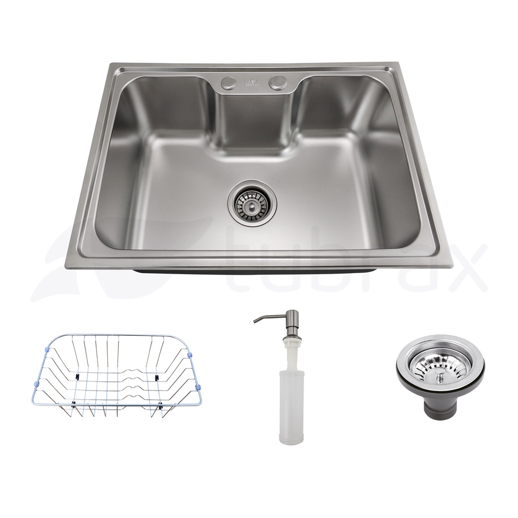 CUBA SIMPLES DE COZINHA PRODUZIDA EM AÇO INOX COM KIT - CBC0009-C