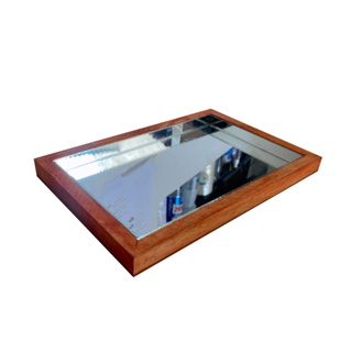 Bandeja Espelhada Grande Com Fundo e Bordas Em Vidro Cristal Decorativa Reflete Perfeitamente Para Café Da Manhã, Bar, Bebidas Ou Lavabo Em Mdf Envernizado 30x20x2 CM