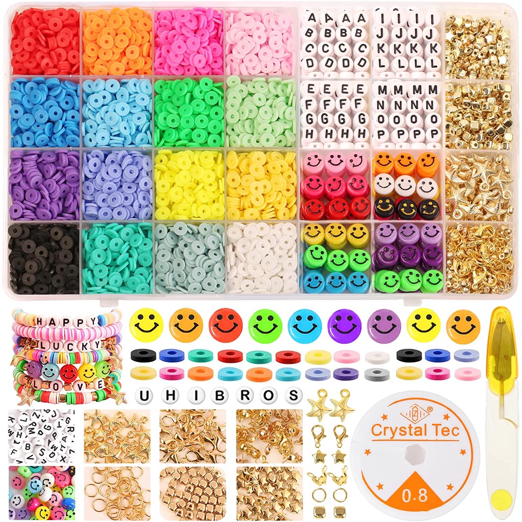 Kit de fabricação de joias com miçangas para pulseiras – 5000+pcs Conjunto  de kit de artesanato com miçangas, alfabeto de letras de pônei de vidro DIY  Arte e artesanato – presente para