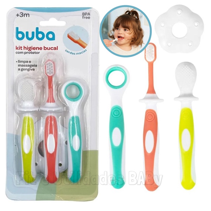 Kit Escova de Dente Infantil Higiene Bucal Bebê Completo Buba ...