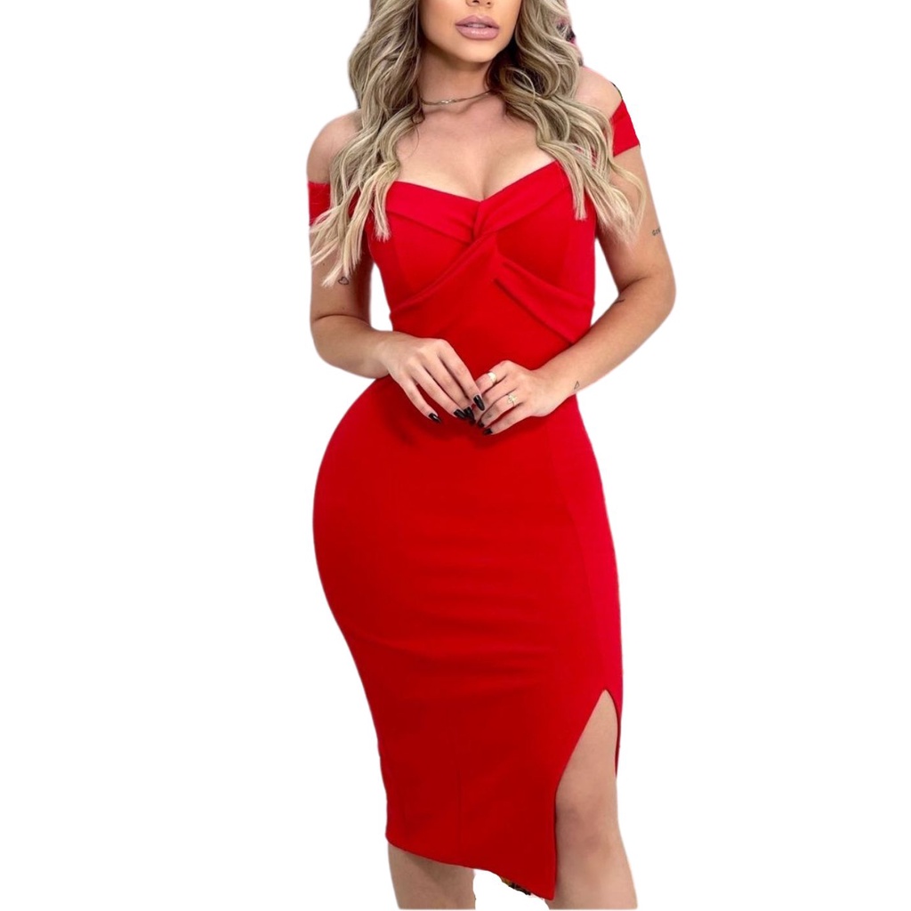 Vestido vermelho best sale curto para casamento