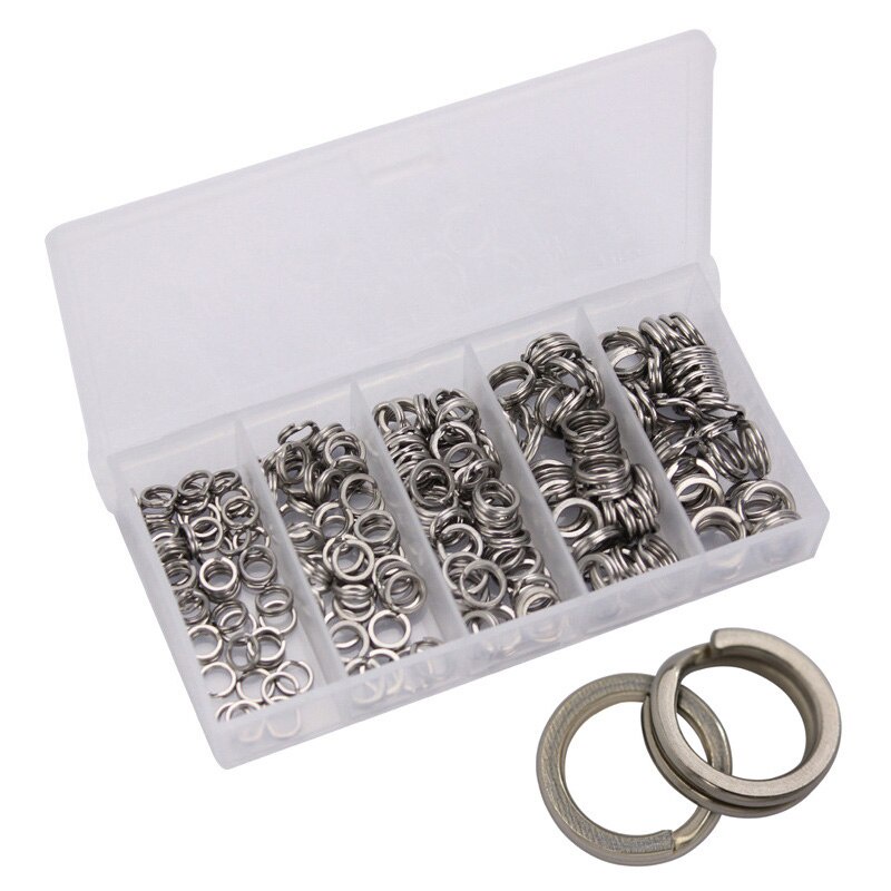 Kit 200 pcs Split Ring Duplo com Estojo Anel Argola Isca Artificial Garatéia Snap para Pesca