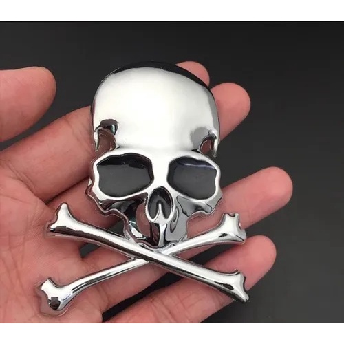 Adesivo Skull Caveira 3d Emblema Carro Moto Metal