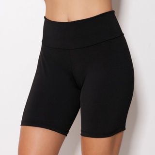 Bermuda Short Fitness Feminina Preta Lisa Tipo Ciclista