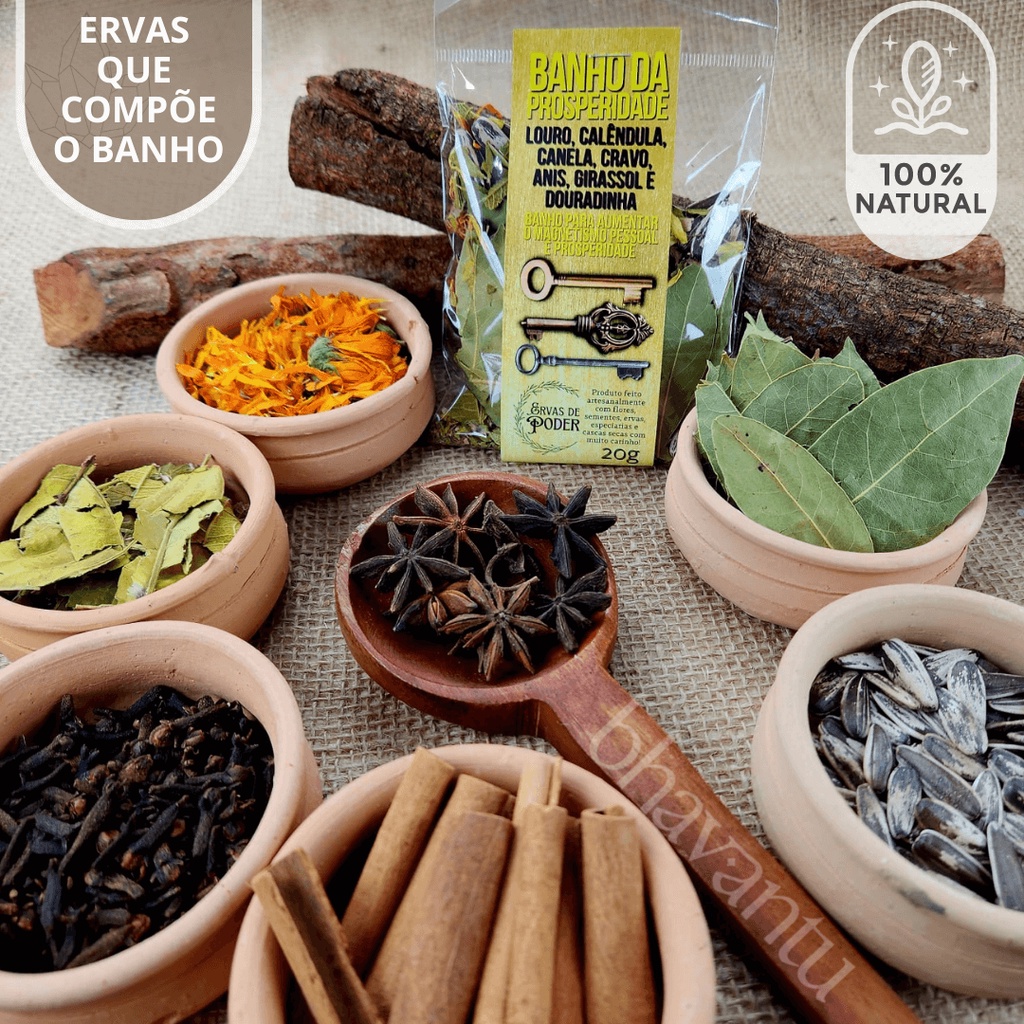 Banho de Ervas Prosperidade E Dinheiro - Louro, Calêndula, Canela ...