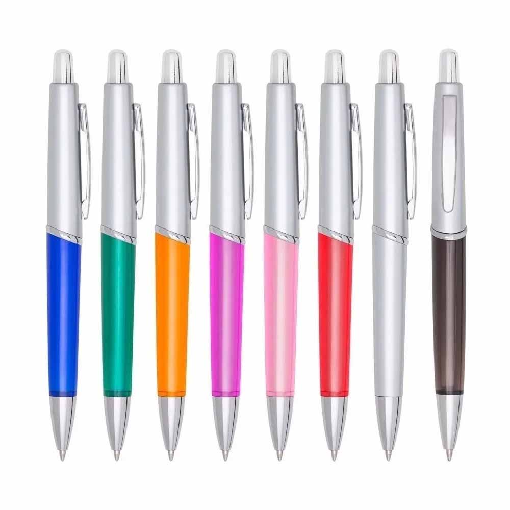 Caneta Esferográfica Ponta Média 1mm Retrátil Escrita Simples Azul Personalizável Atacado
