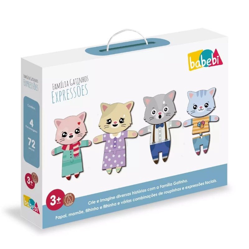 Quebra-cabeça Família Gatinhos Expressões, Brinquedos Educativos