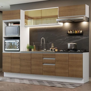 Cozinha Completa 100% MDF Madesa Acordes 270007 com Armário e Balcão - Branco/Rustic em Oferta na Shopee