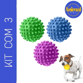 Bola Bolinha Pet Cachorro Mordedor Cravo Kit c/ 3 un Vinil Para Cães Gatos Pet ou Massagem