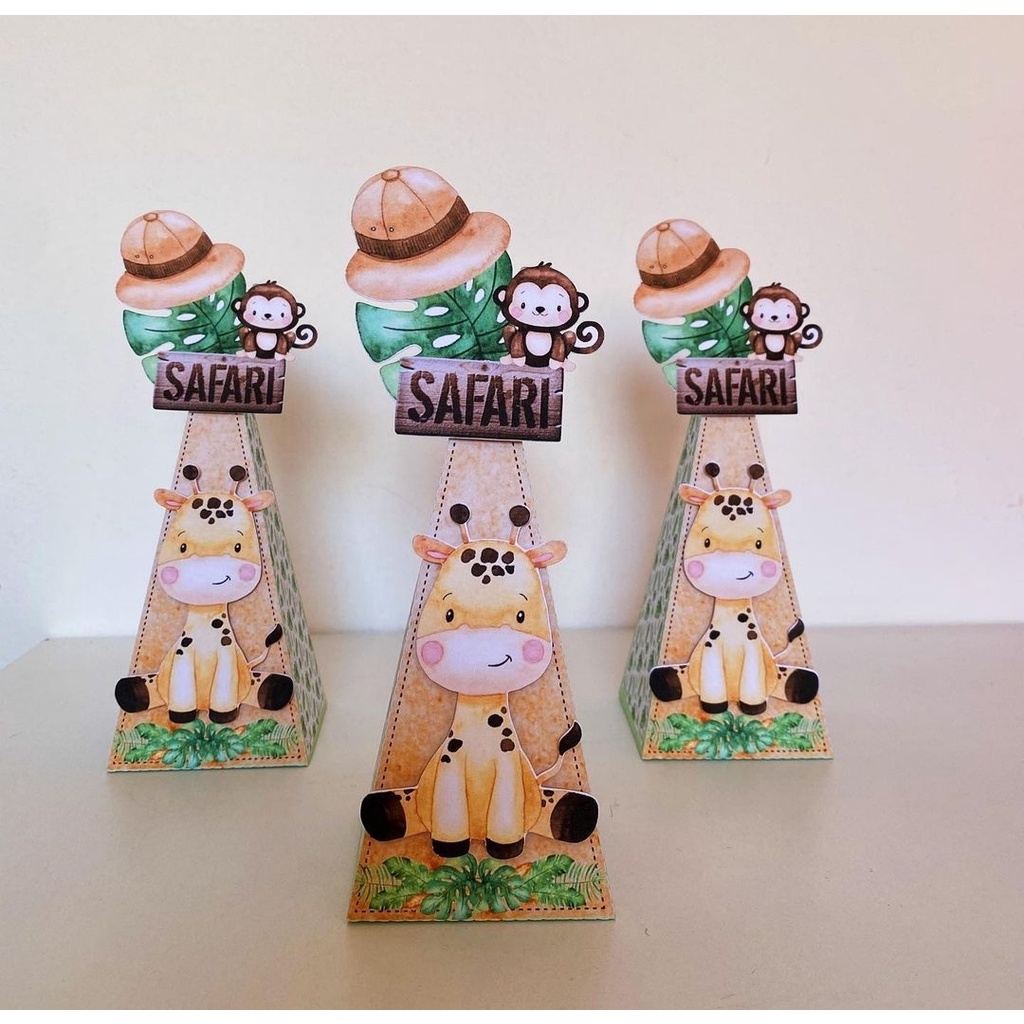 10 Caixas Piramide Personalizadas Safari Lembrancinha Festa Infantil