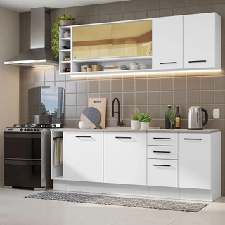 Armário de Cozinha Completa 220cm Branco Agata da Thêmis Madesa em Oferta na Shopee