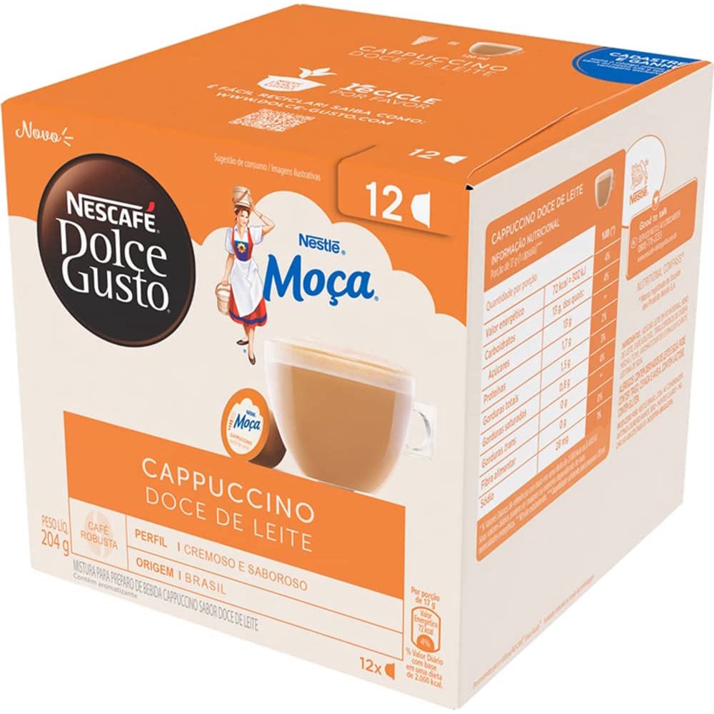 01 Cx Dolce Gusto Cappuccino Moça Doce De Leite 12 Capsulas Shopee Brasil