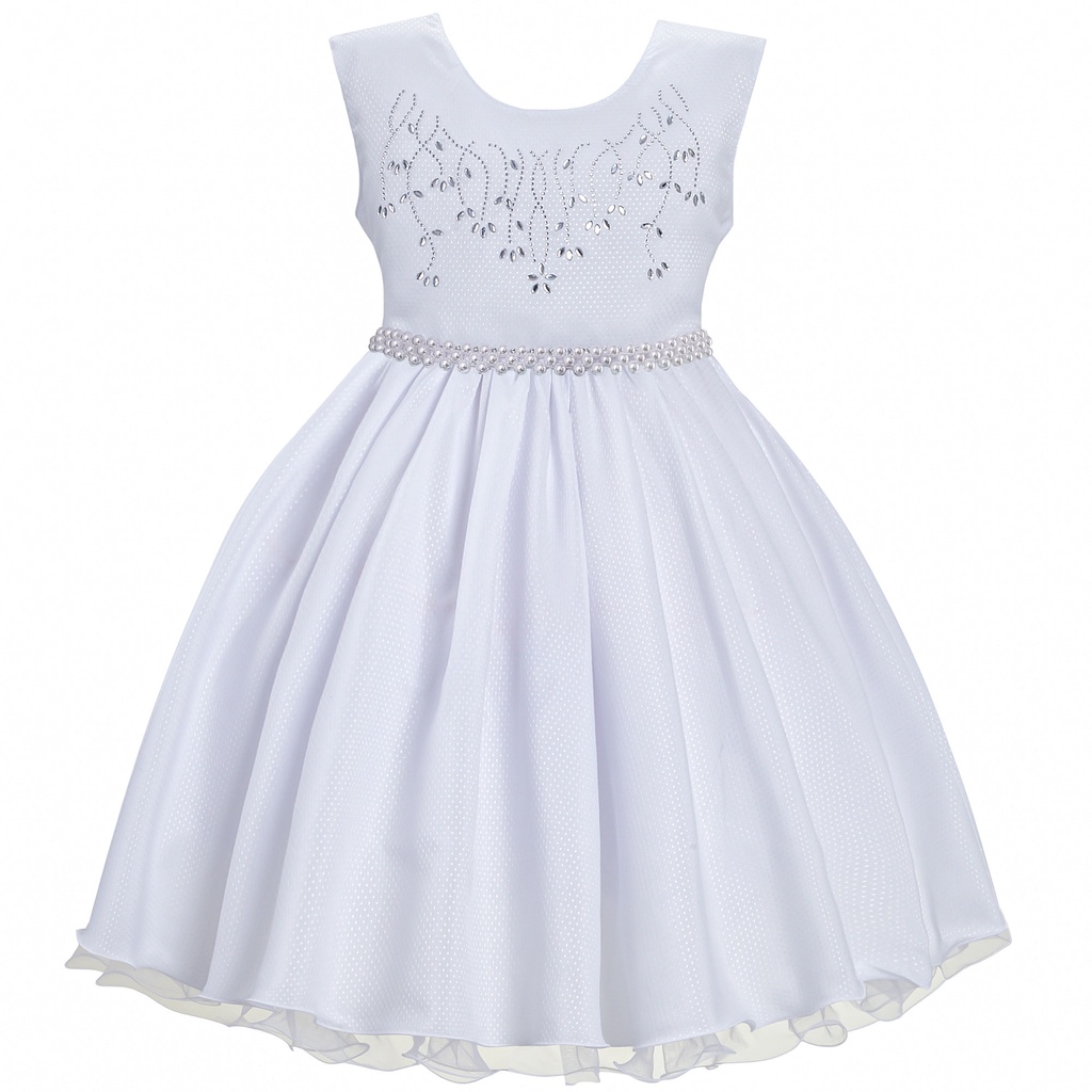 Vestido Infantil Branco Batizado Primeira Comunhão Dama de Honra