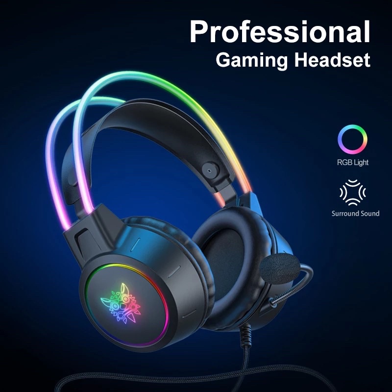 ONIKUMA X15 PRO Headset Gamer 3.5mm Stereo PC Gaming Fones De Ouvido Com Fio Microfone & Luzes LED RGB Para PS4/Laptop/Telefone/Computador
