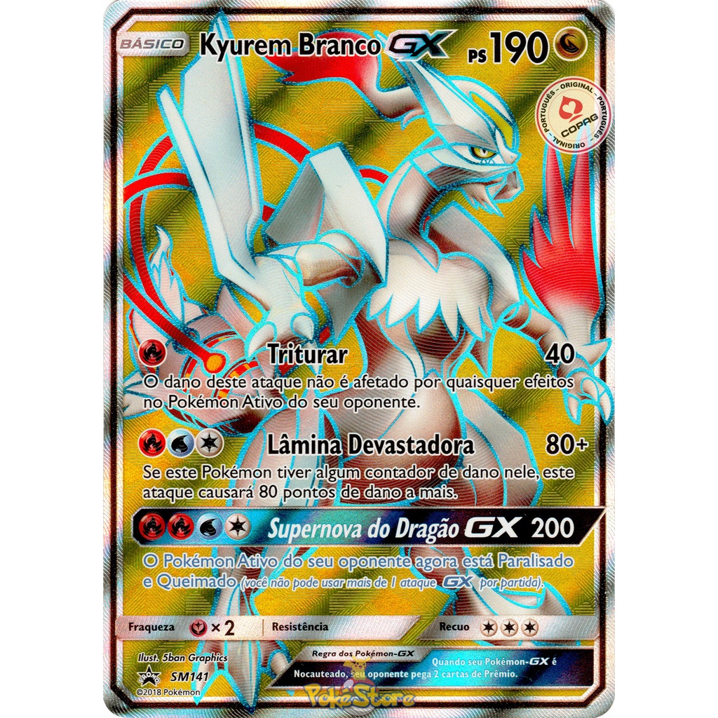 Carta Pokemon Kyurem Branco GX Full Art Português Card Original Copag Promo
