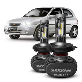Ultra Led Shocklight 10.000 Lumens 6000k Chevrolet Corsa Classic Farol Alto Baixo Novo