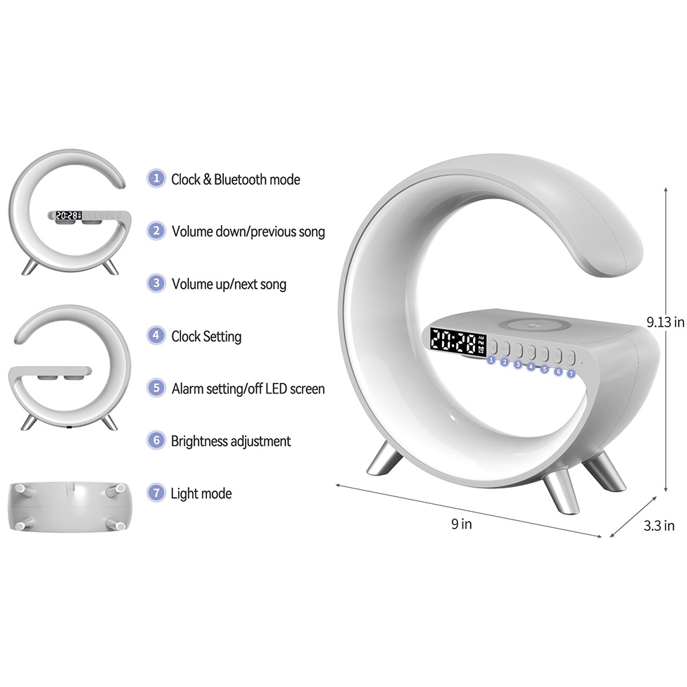 15w Carregador Relógio Despertador Desk Lamp Atmosfera Levou Luz Rgb Sem  Fio Bluetooth Speaker Com Controle de Aplicativo Para O Telefone 12 13 14  Samsung airdots.br - Escorrega o Preço