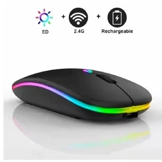 Mouse Sem Fio Optico Silencioso Ergonômico Recarregável Led RGB USB Wirelless 2.4ghz