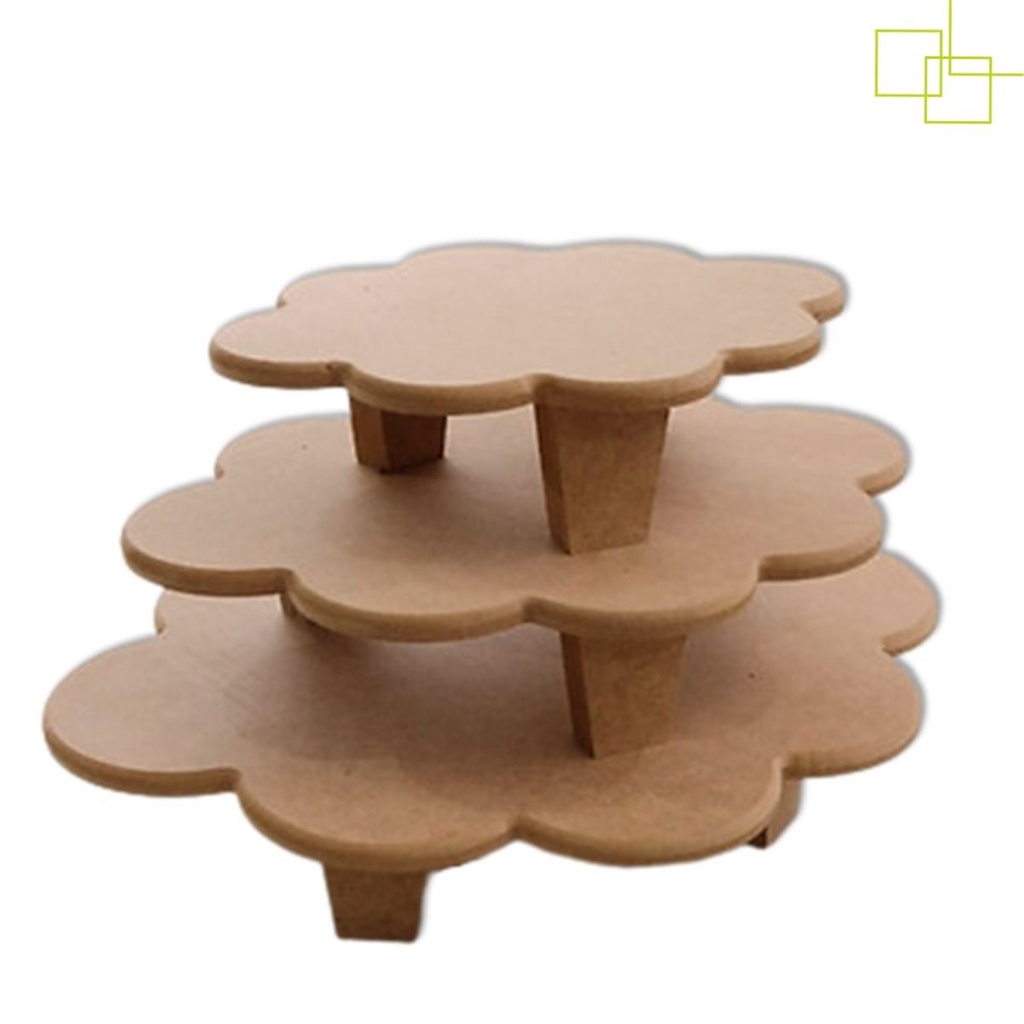 Suporte Bolo Docinhos Festa Trio Boleira Nuvem em MDF Cru 3 Peças P.M.G.