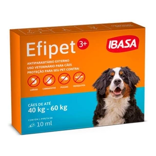 Anti Pulgas Efipet 3+ Pipeta 10ml Para Cães De 40Kg Até 60Kg