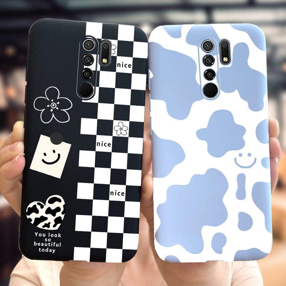 Animais bonitos dos desenhos animados pintados Slim Matte Cover para Xiaomi  Redmi 9 T 5G, Shell