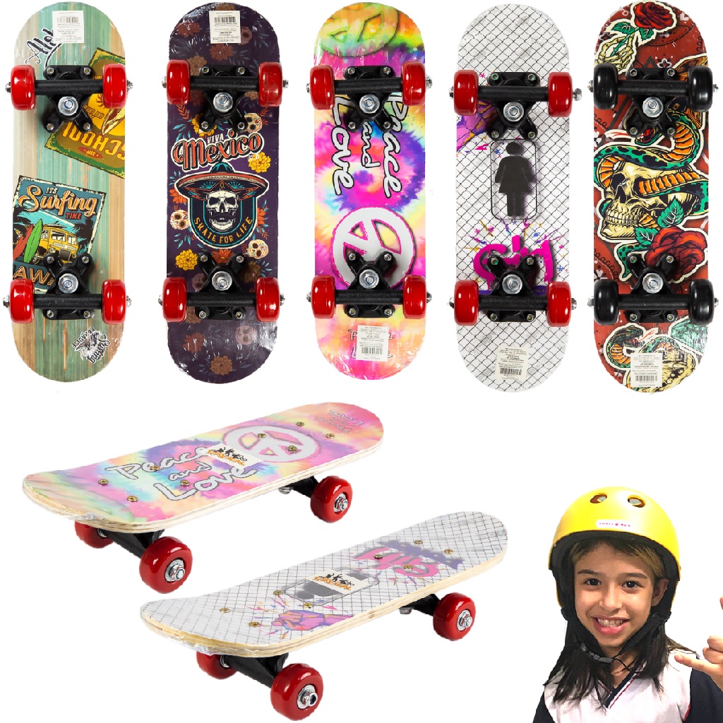 Skate Esqueite Iniciante Completo Infantil Feminino Montado