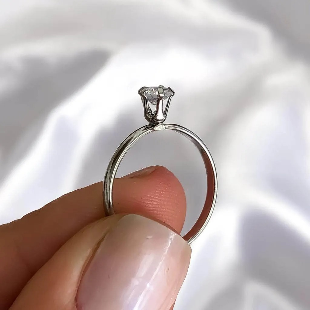 Imagem do produto Anel Feminino Solitário Prata 3mm Diamante Zircônia Aço Namoro Noivado Compromisso 2