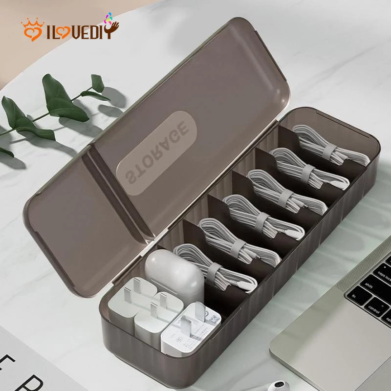 Acessórios Eletrônicos De Mesa Cabo Carregador Fone De Ouvido Caixa De Armazenamento De Cabos De Plástico Transparente Multifuncional Gaveta Organizador