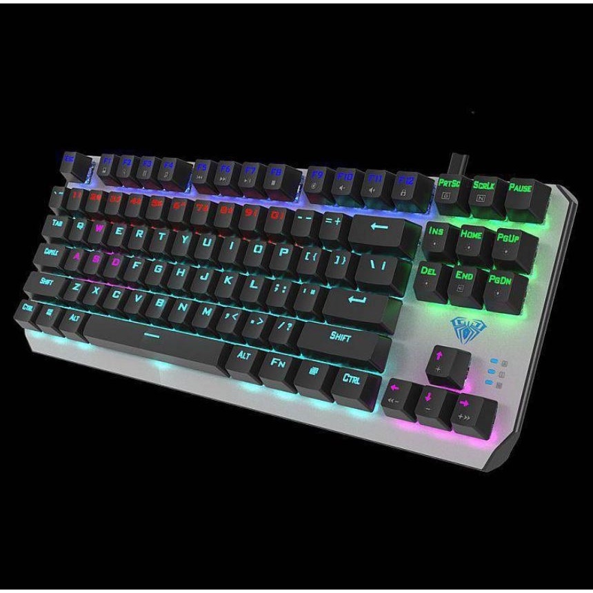 Teclado Mecanico Gamer Com Fio Rgb Pc Abnt2 Switch Blue