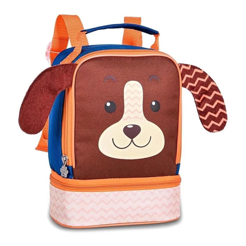 MOCHILA E LANCHEIRA TÉRMICA INFANTIL ESCOLAR CACHORRINHOS