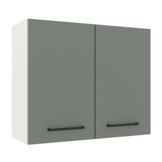 Armário Aéreo Madesa Agata 80 cm 2 Portas - Branco/Cinza