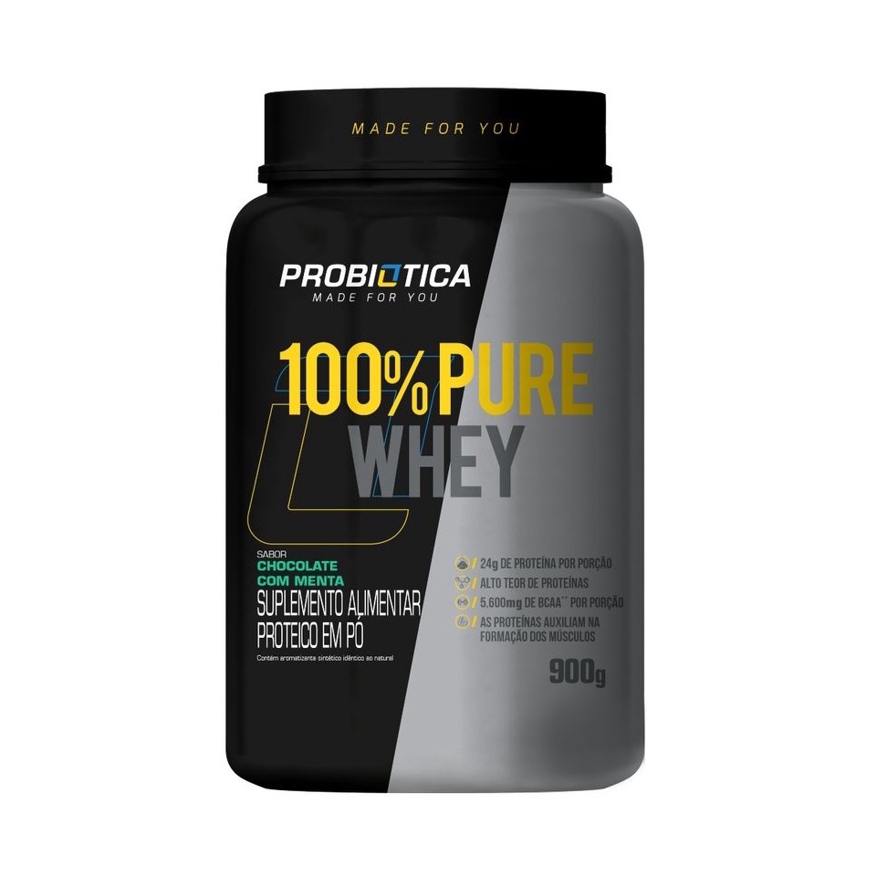 Whey 100 Pure 900g Sabor Chocolate Chocolate C Menta Probiótica Promove