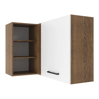 Armário Aéreo de Canto Madesa Agata 1 Porta para linha de 60 cm de profundidade – Rustic/Branco
