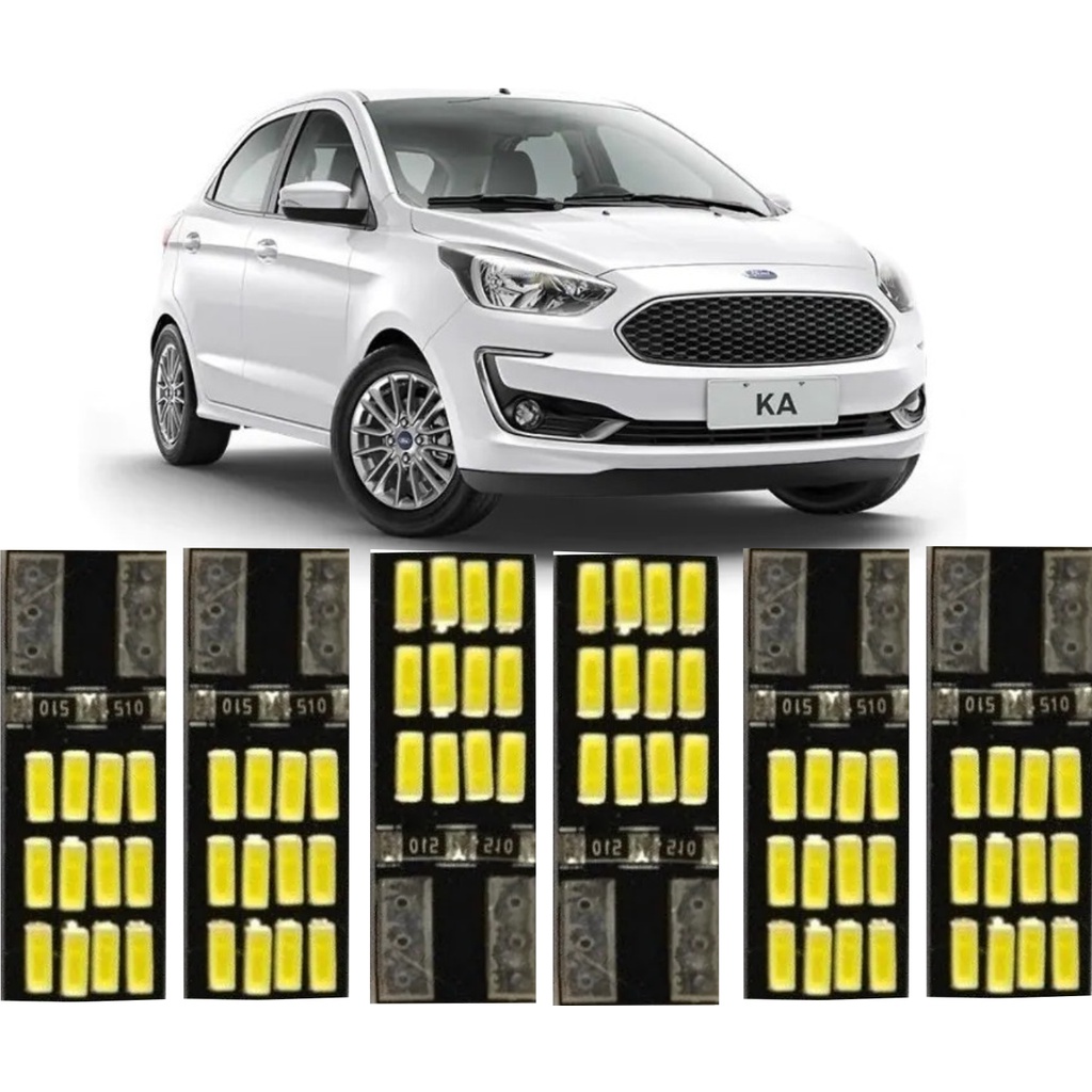 Kit Lâmpadas Ford Ka 2015 À 2018 Teto Placa Farolete 24 Leds