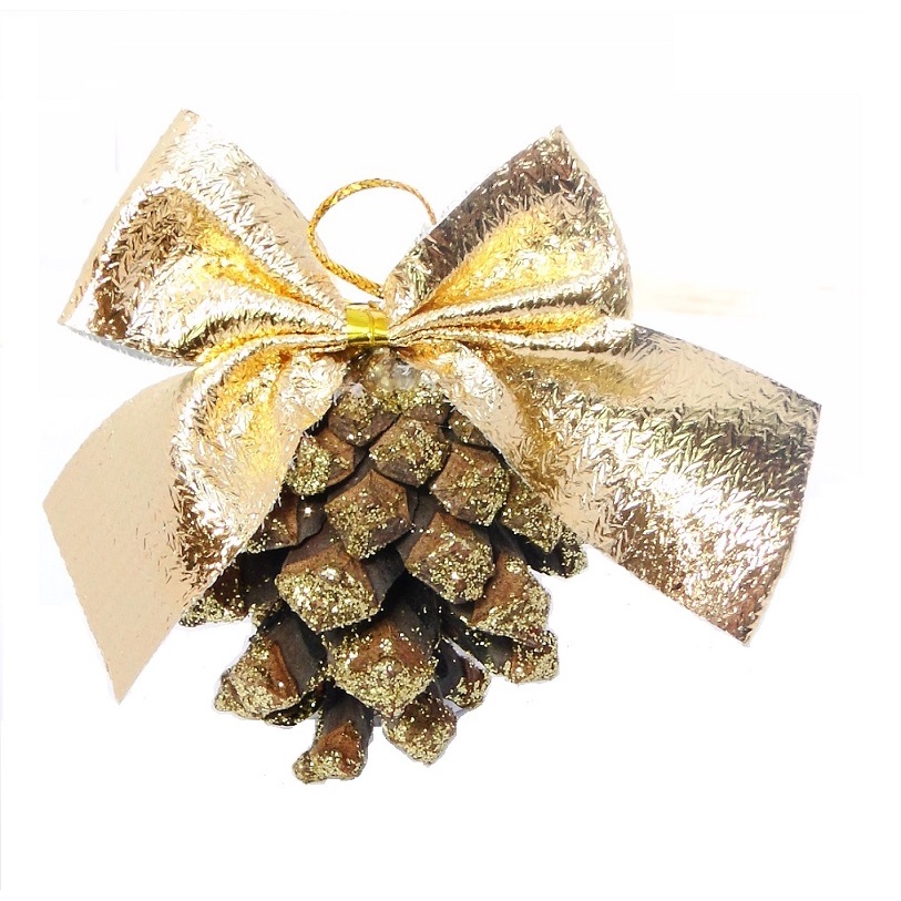 Enfeite De Natal 8 Mini Pinha Natural Dourada Com Laço 4 Cm Shopee Brasil