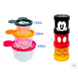 6 Conjunto De Potes Mickey Minnie Mouse Redondo Para Mantimento Frutas Escola Cereais Bolachas