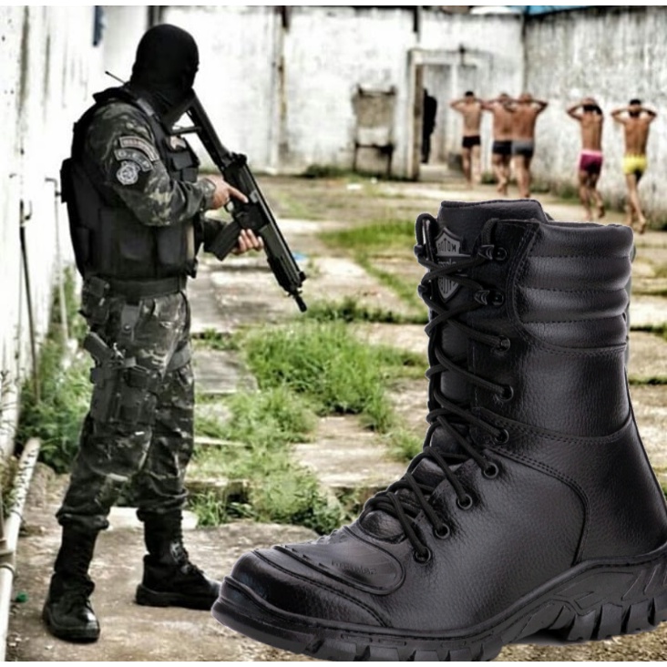 Bota Coturno Cat em Couro - Militar [PREMIUM]