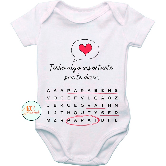 Roupa De Bebê Body Personalizado Parabéns Você Vai Ser Papai GB0314 Revelar Gravidez