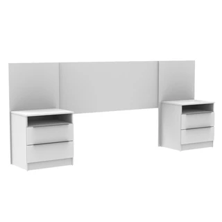 Cabeceira Extensível Madesa com 2 Mesas Laterais - Branco em Oferta na Shopee