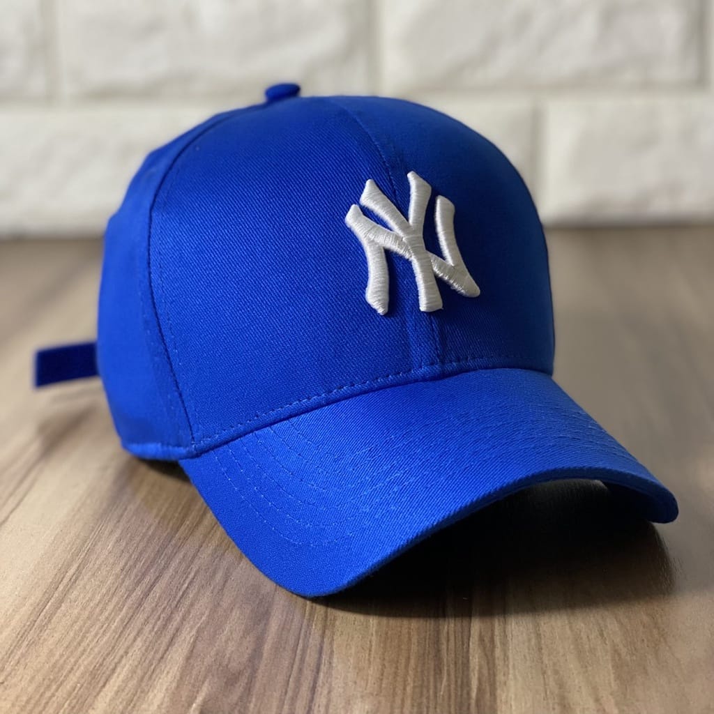 Boné Aba Curva NY New York Yankees Azul Royal com Branco - Envio Imediato