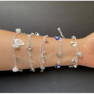 kit 24 Pulseiras Banhada à Prata 925 - Feminina Sortidos e kit 10 Pulseiras