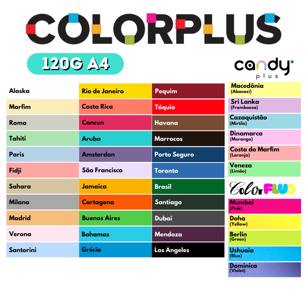 Papel Color Plus 120g (9 Fls A4) Original Blendpaper Fedrigoni Colorido na Massa! ColorPlus Cor Rosa Bebê Pink Laranja Branco Marfim Claro Azul Marinho Vermelho Escuro Verde Vivo Roxo Amarelo Preto Egito Nude Rosé Salmão Cartagena RJ Tóquio para Impressão