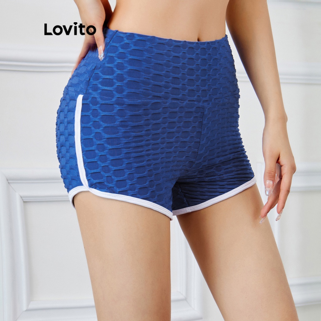 Lovito Shorts do Brasil Esportivos Lisos com Textura e Binding Contraste em  Cor Sólida copa Home Futebol L15X225 (Azul) - Corre Que Ta Baratinho