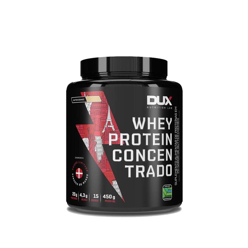 Whey Protein Concentrado Butter Cookies Pote 450g – Dux Nutrition