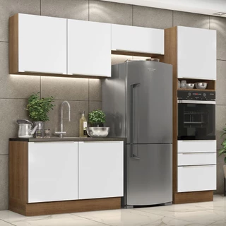 Cozinha Completa Madesa Lux 260005 com Armário e Balcão - Rustic/Branco Veludo em Oferta na Shopee